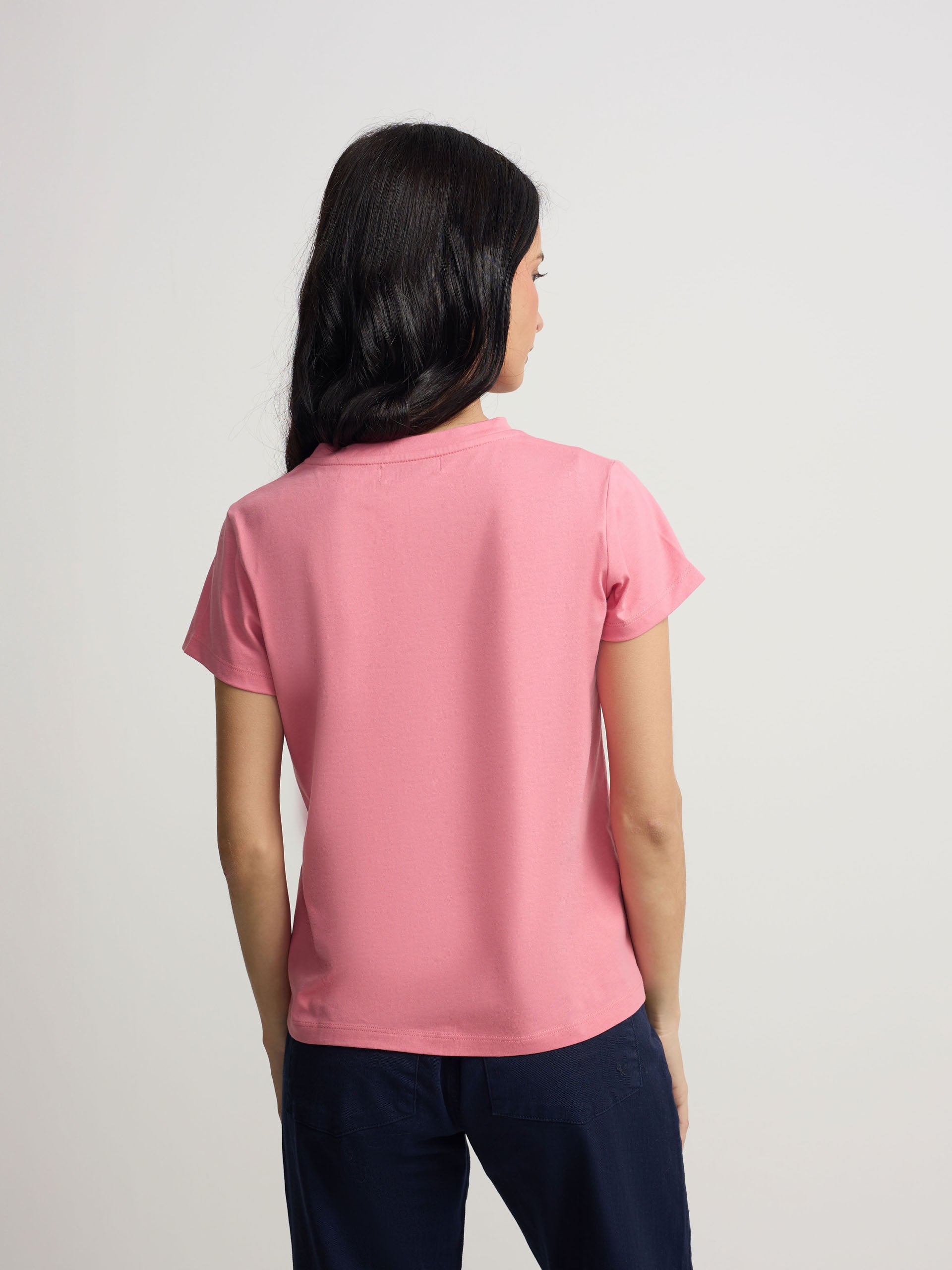 Camiseta woman clasica raqueta rosa