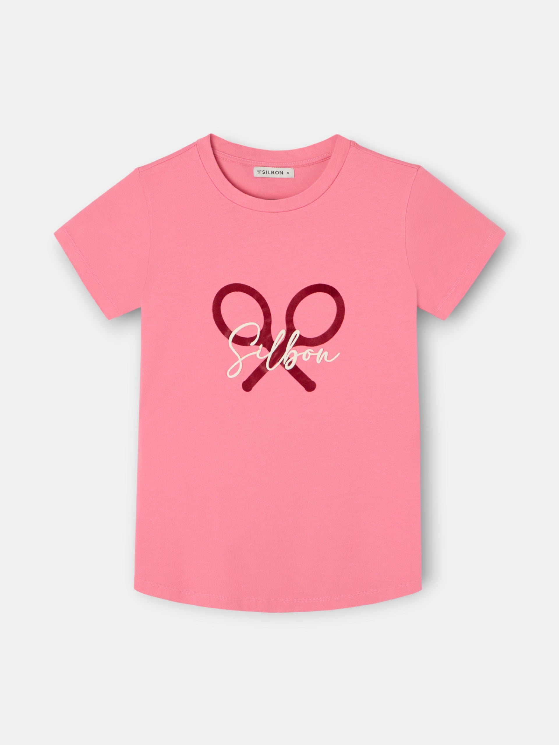 Camiseta woman clasica raqueta rosa