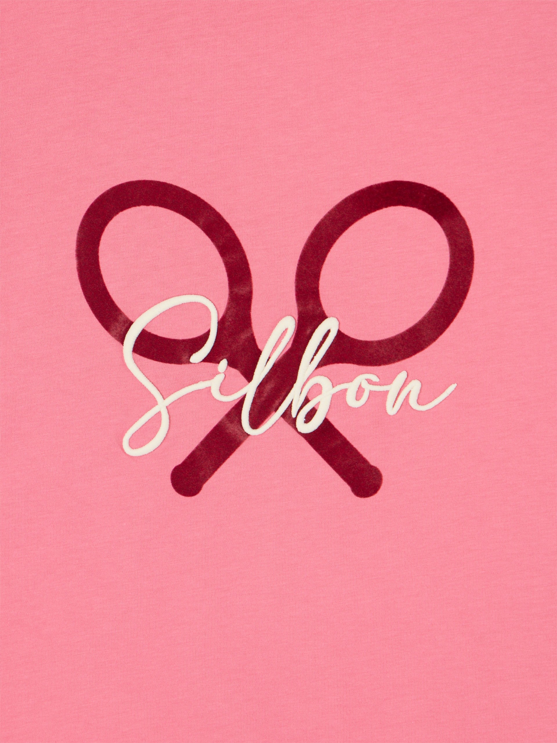 Camiseta woman clasica raqueta rosa