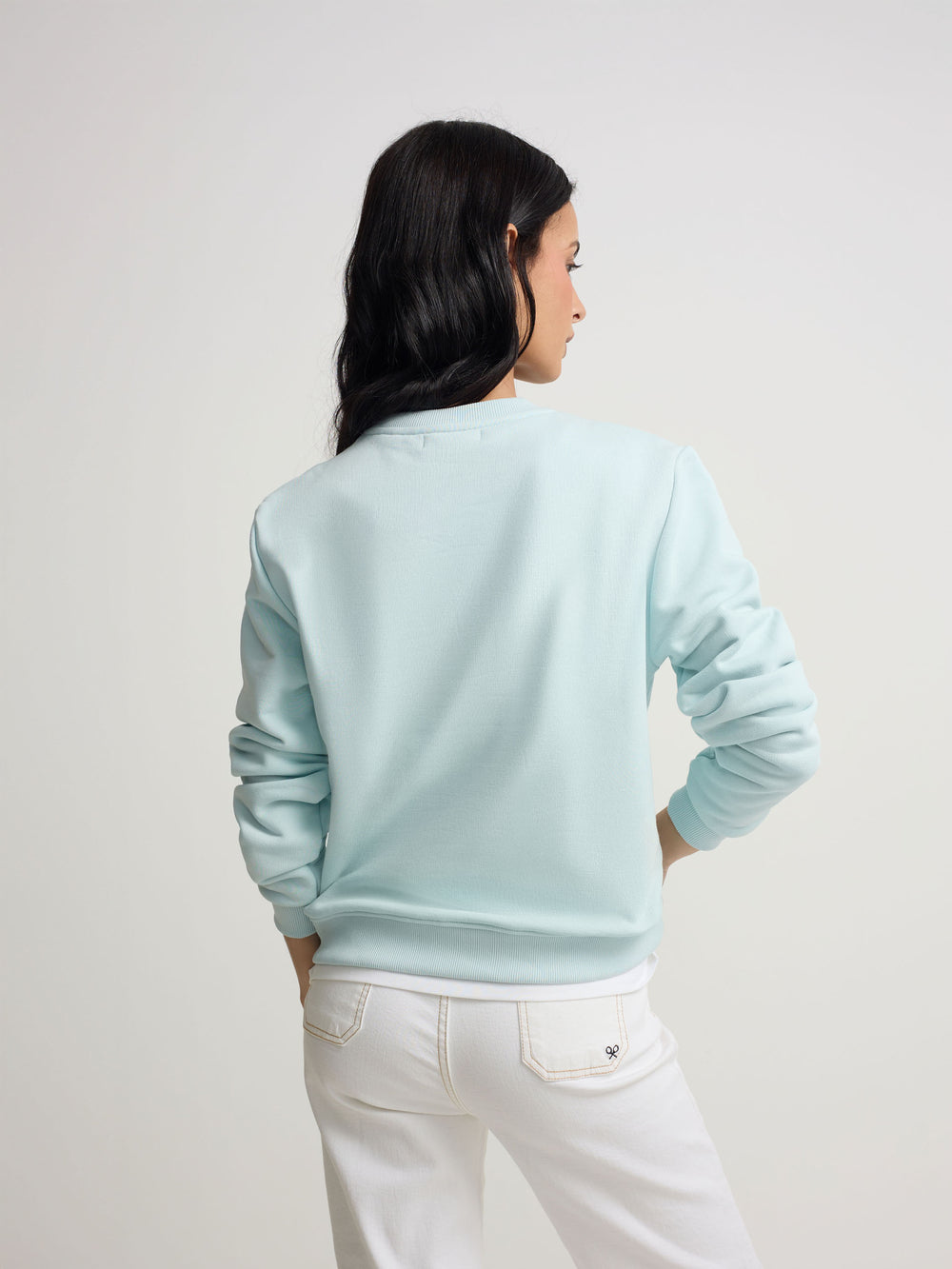 Sweat-shirt femme Silbon classique bleu ciel
