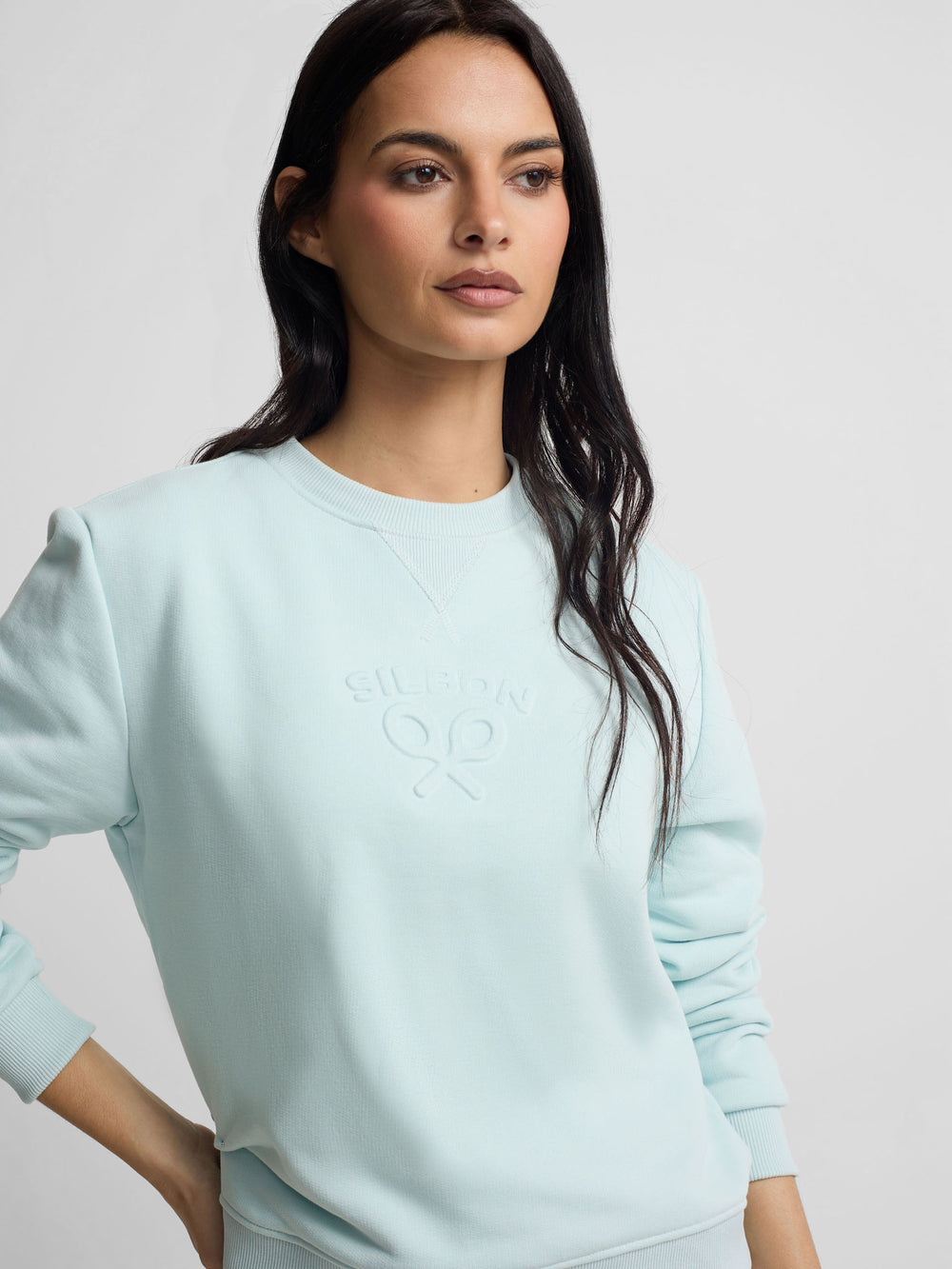 Sweat-shirt femme Silbon classique bleu ciel