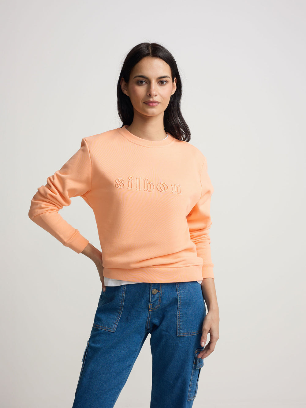 Sweat-shirt pour femme avec broderie orange silbon