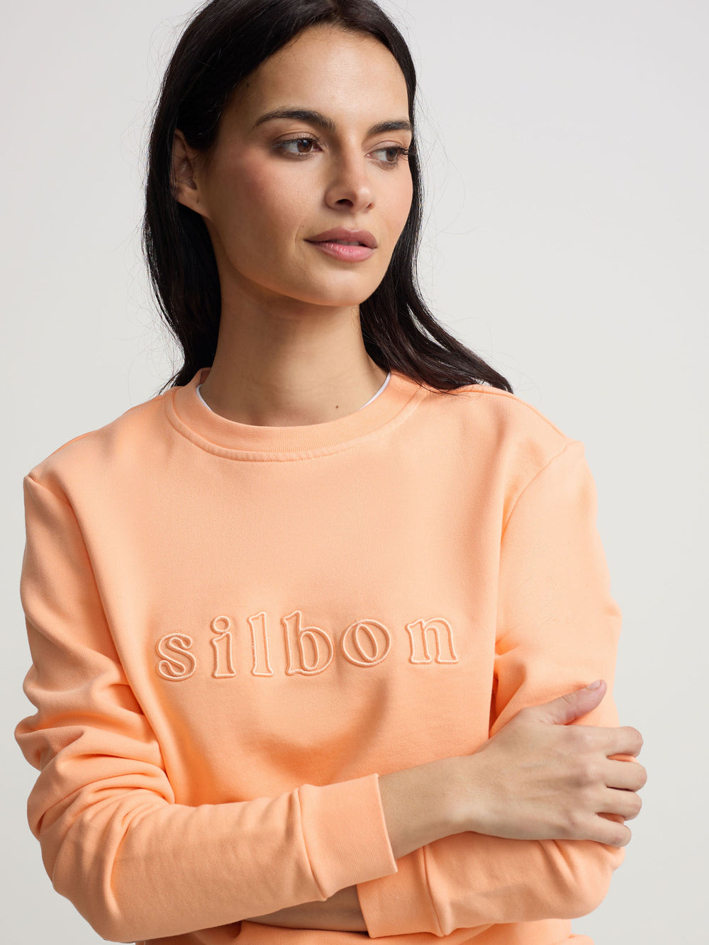 Sweat-shirt pour femme avec broderie orange silbon