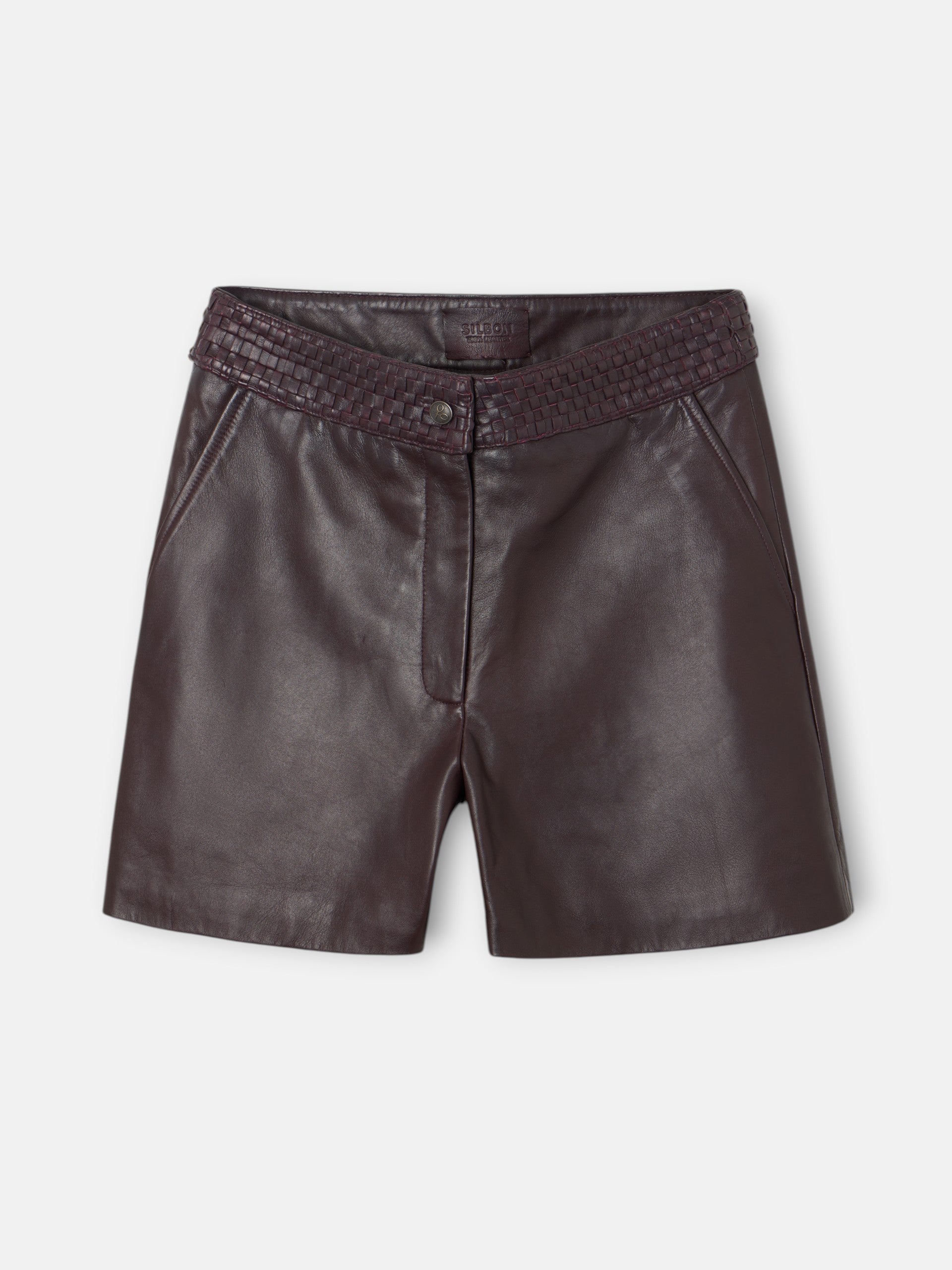 Bermuda en cuir tressé bordeaux