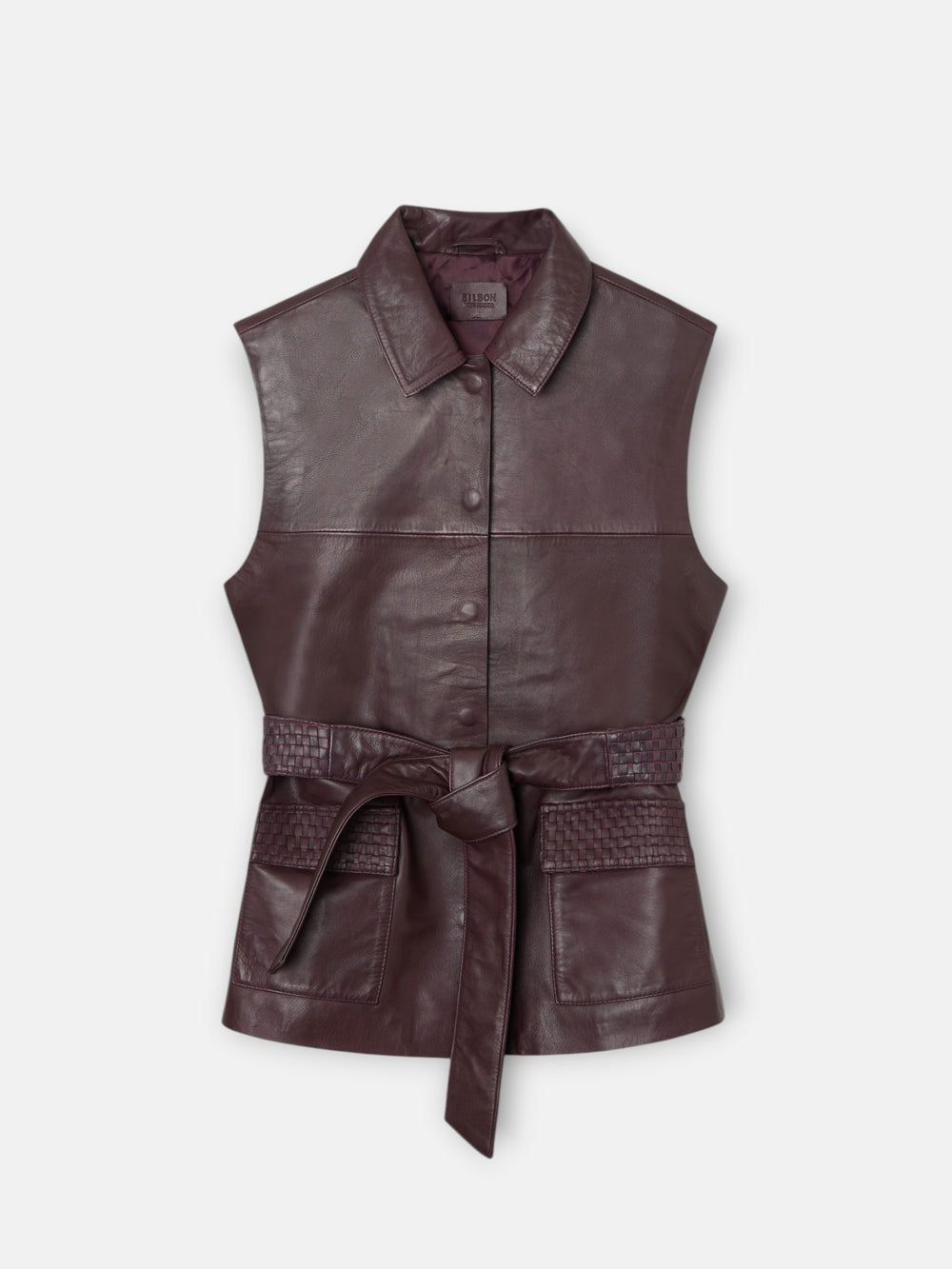 burgundy braided leather vest
