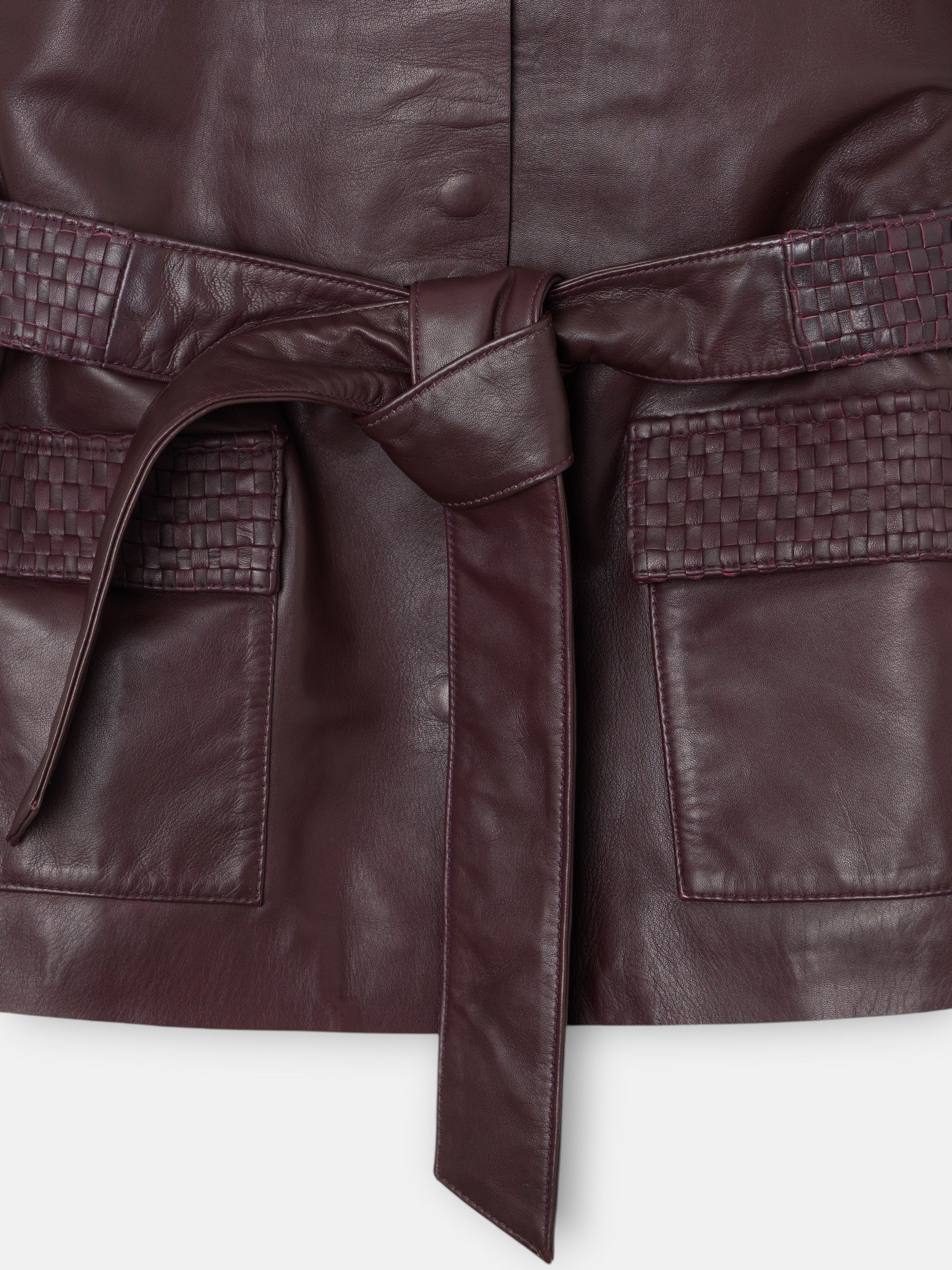 gilet en cuir tressé bordeaux