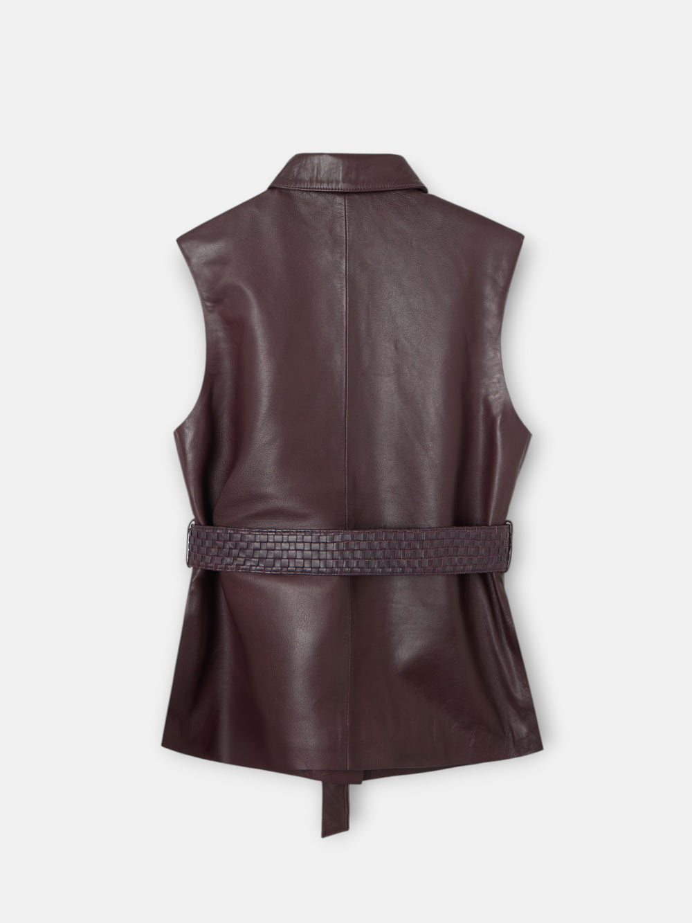 burgundy braided leather vest
