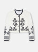 White printed linen short jacket