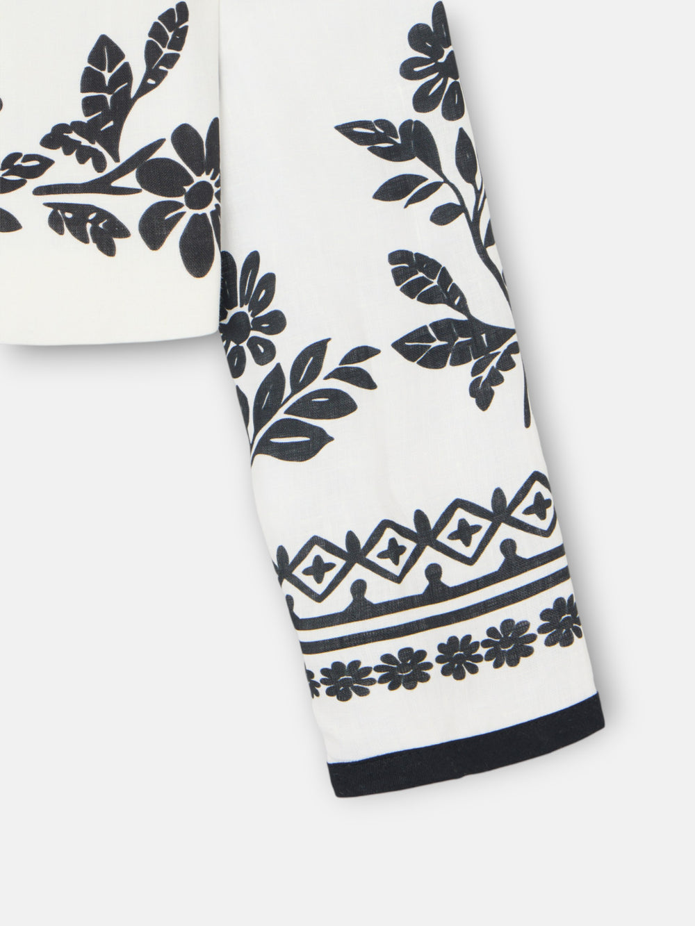 White printed linen short jacket