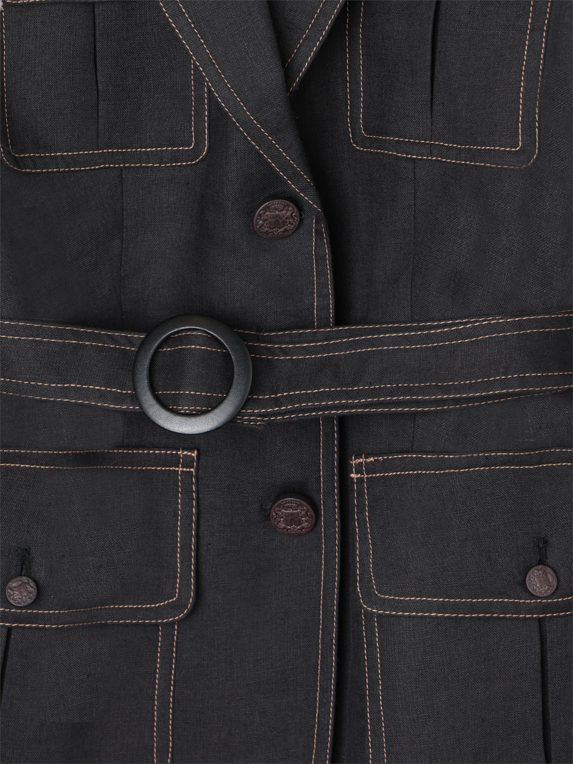 Veste saharienne avec poches et détails noirs