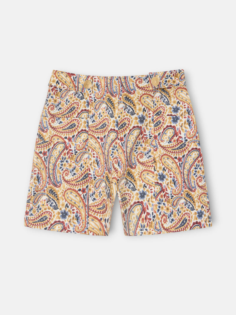 Bermuda lino estampado cachemir naranjas