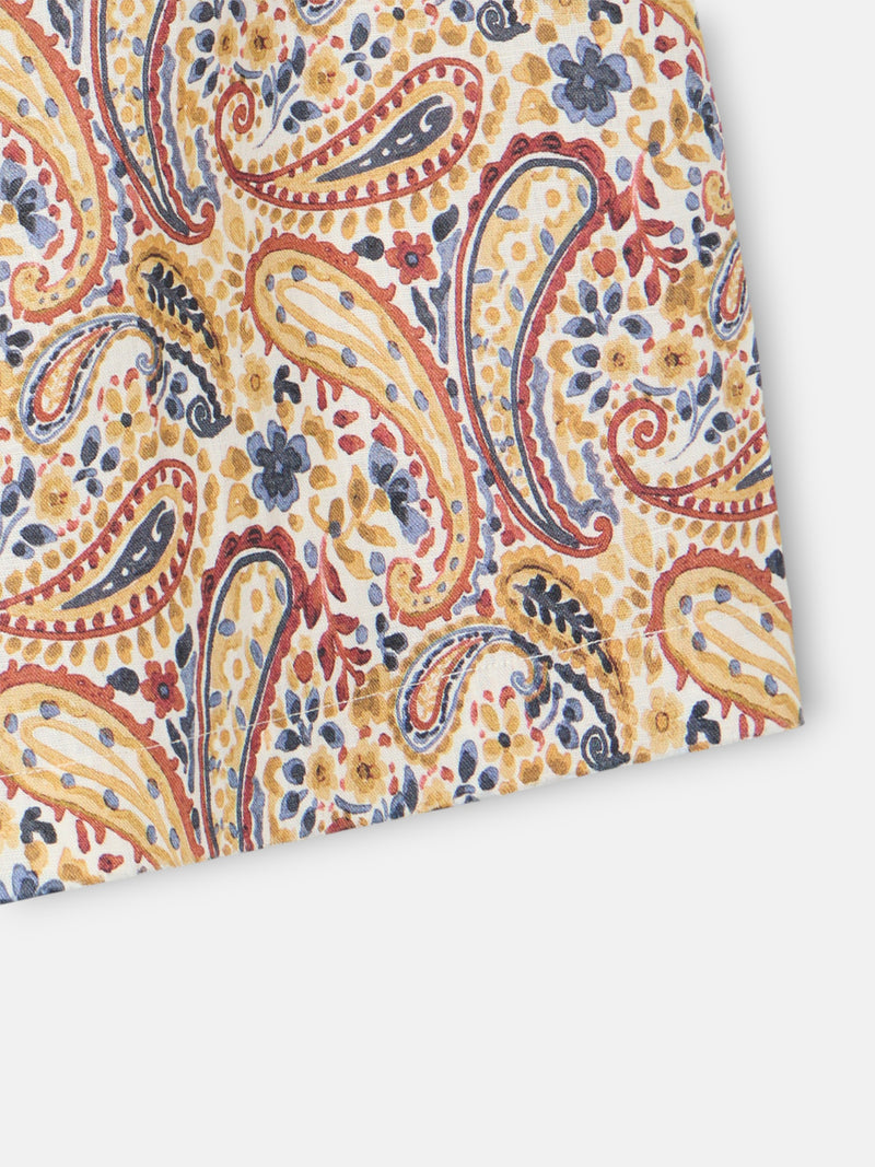 Bermuda lino estampado cachemir naranjas