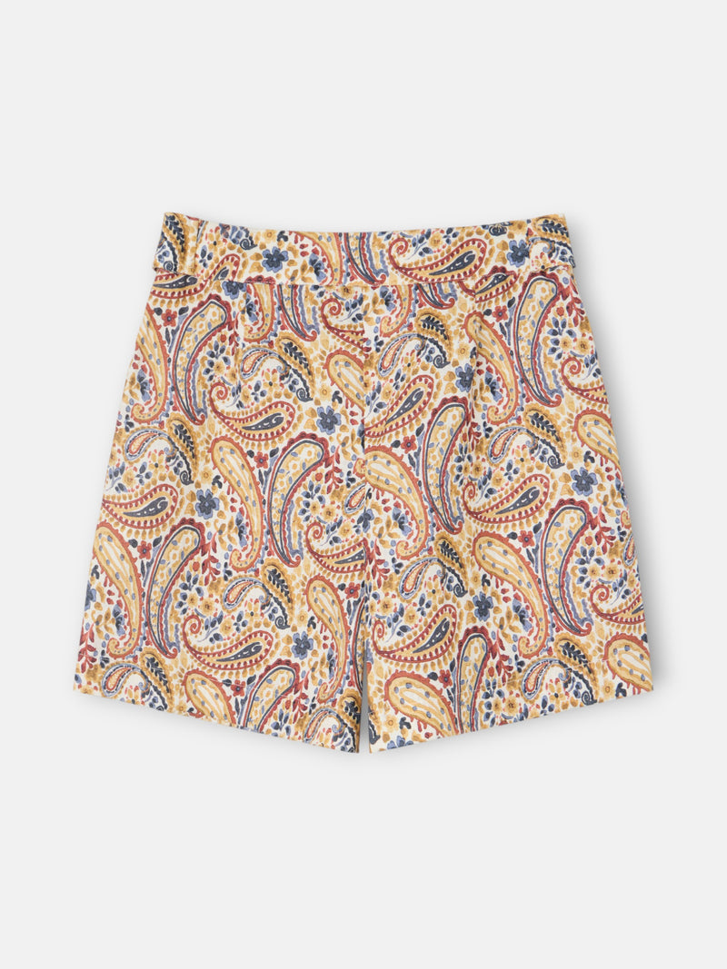 Bermuda lino estampado cachemir naranjas