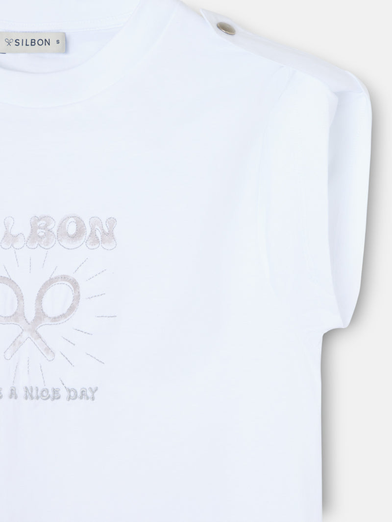 Camiseta woman roll out have a nice day blanca