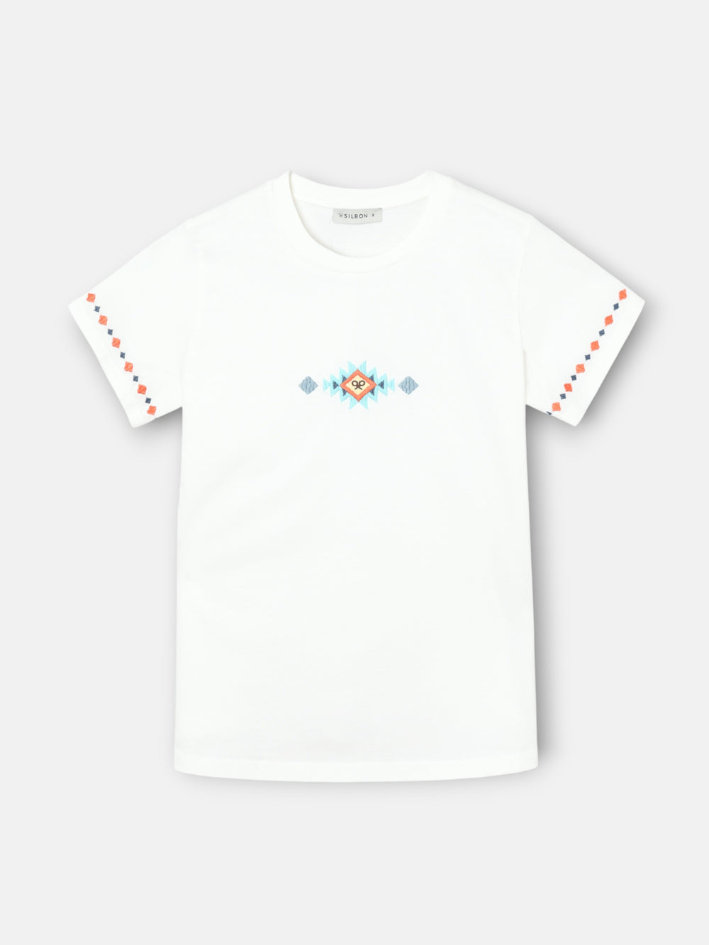 Camiseta woman bordados ikat blanca