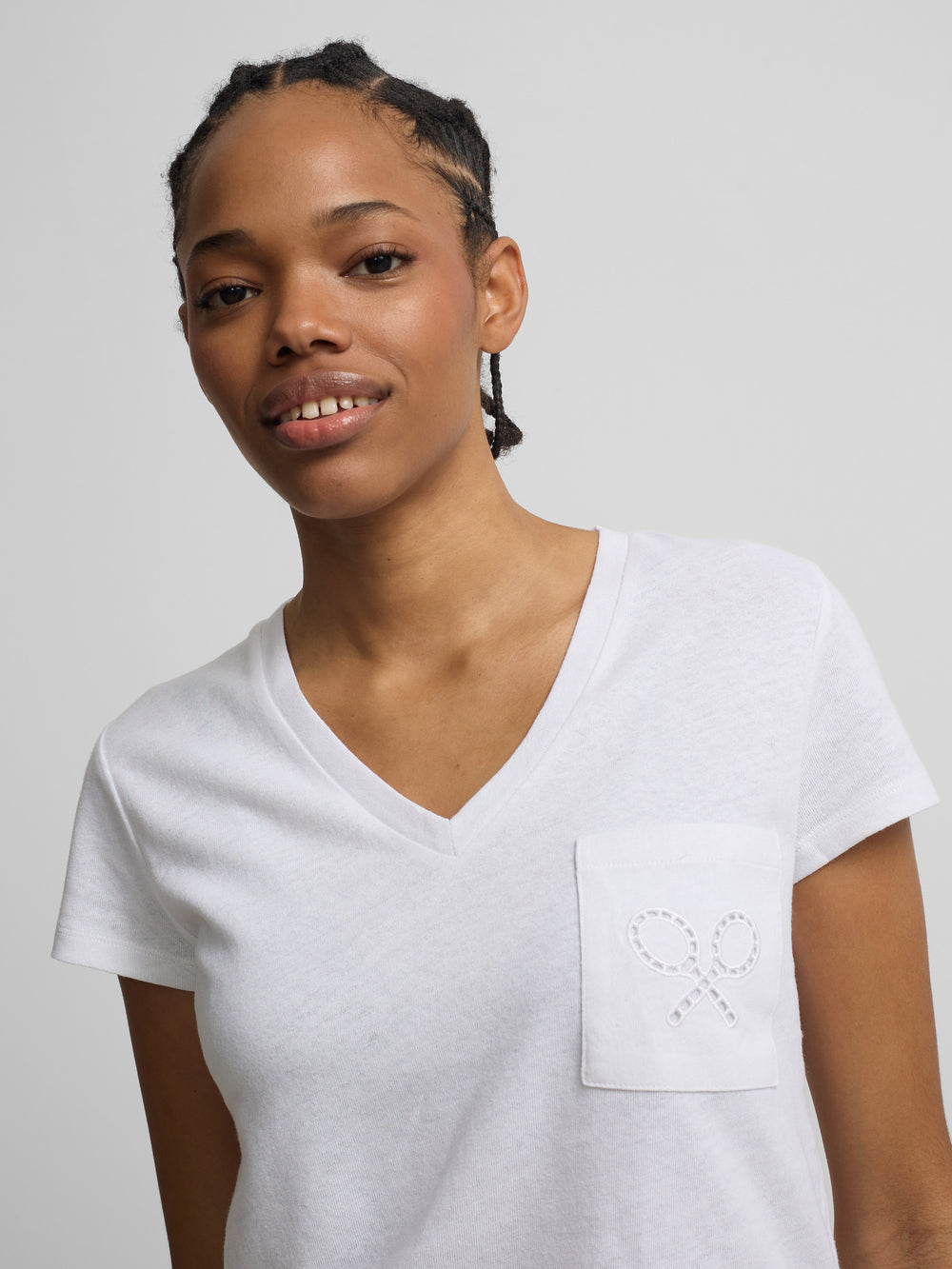 Women's T-shirt with racket pocket white