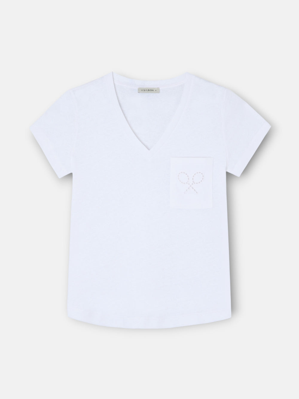 Women's T-shirt with racket pocket white
