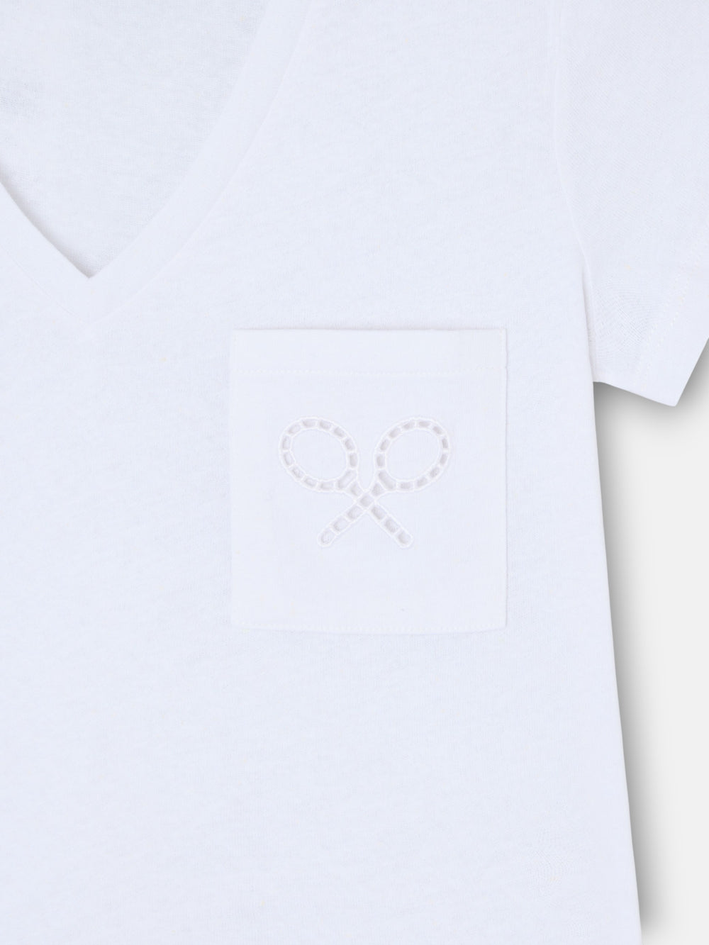 Women's T-shirt with racket pocket white