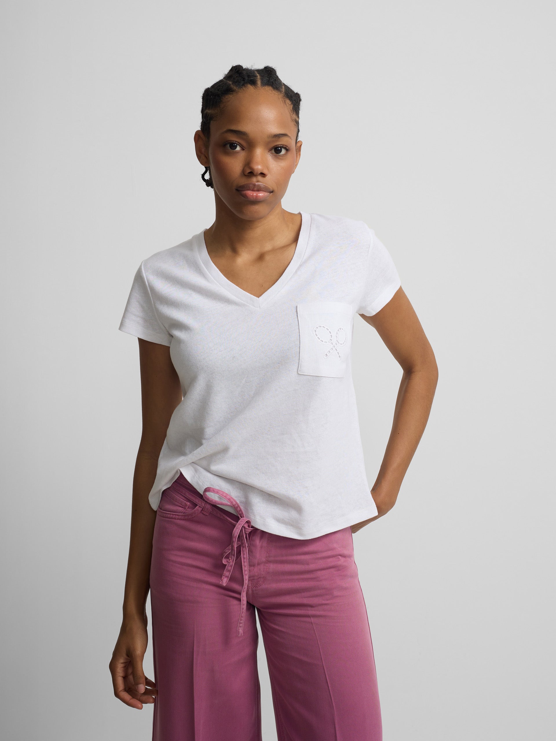 T-shirt femme avec poche pour raquette blanc