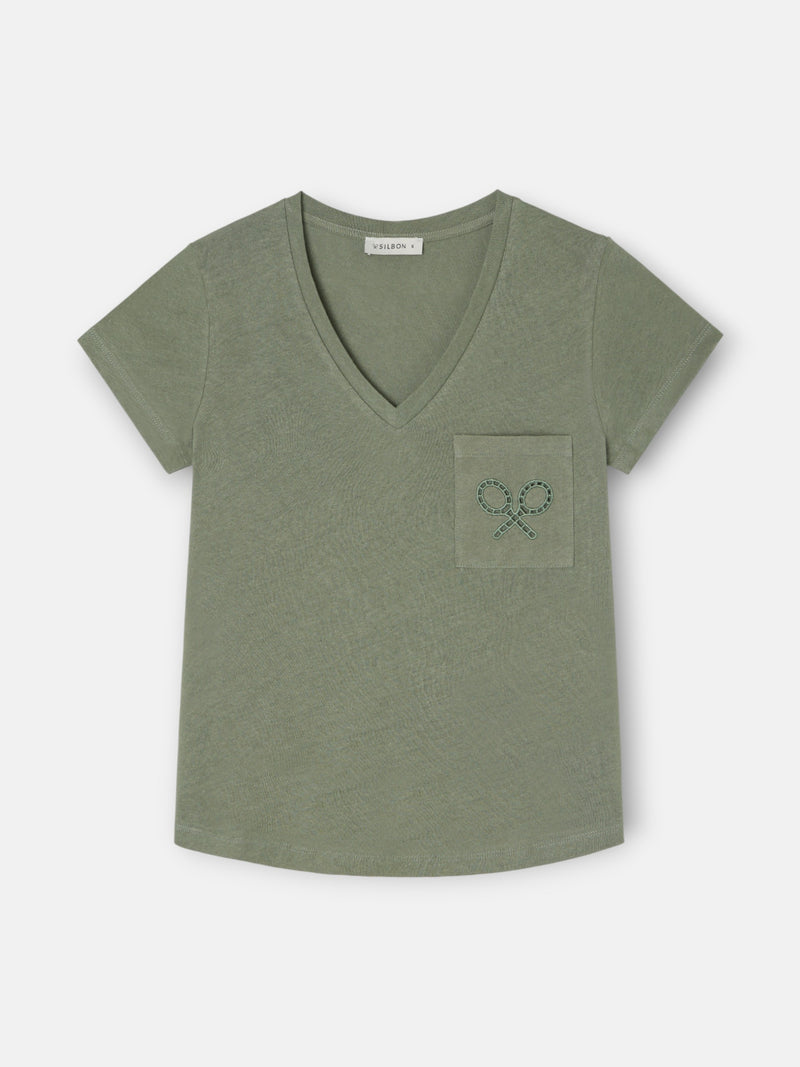 Camisola mulher bolso raquete verde