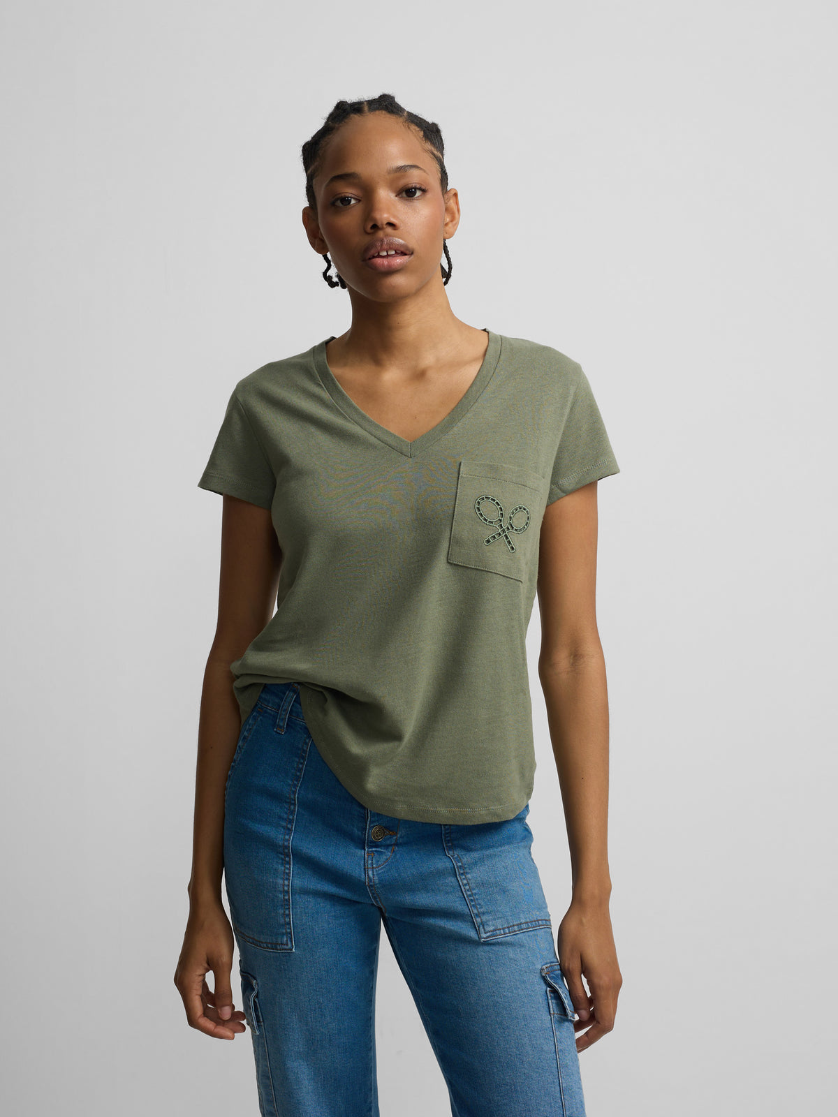 Camisola mulher bolso raquete verde