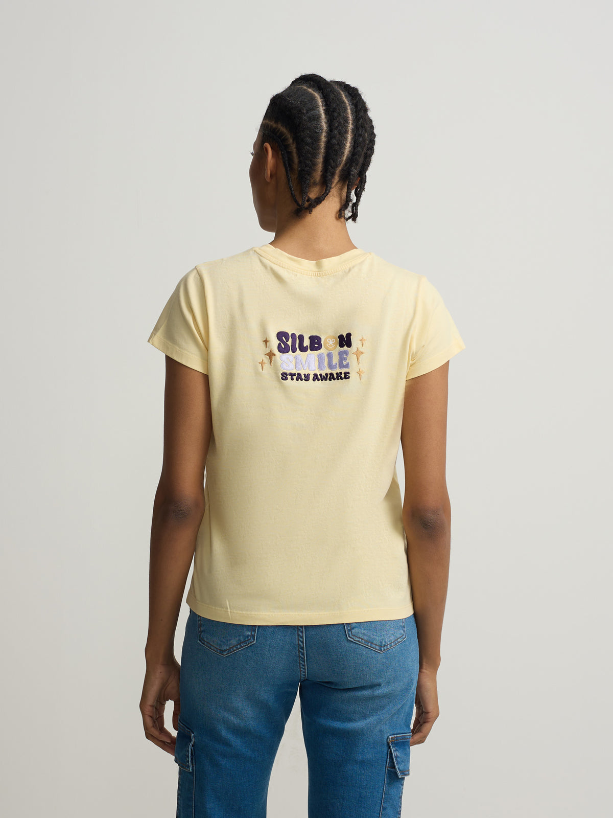 T-shirt mulher silbon smile amarela