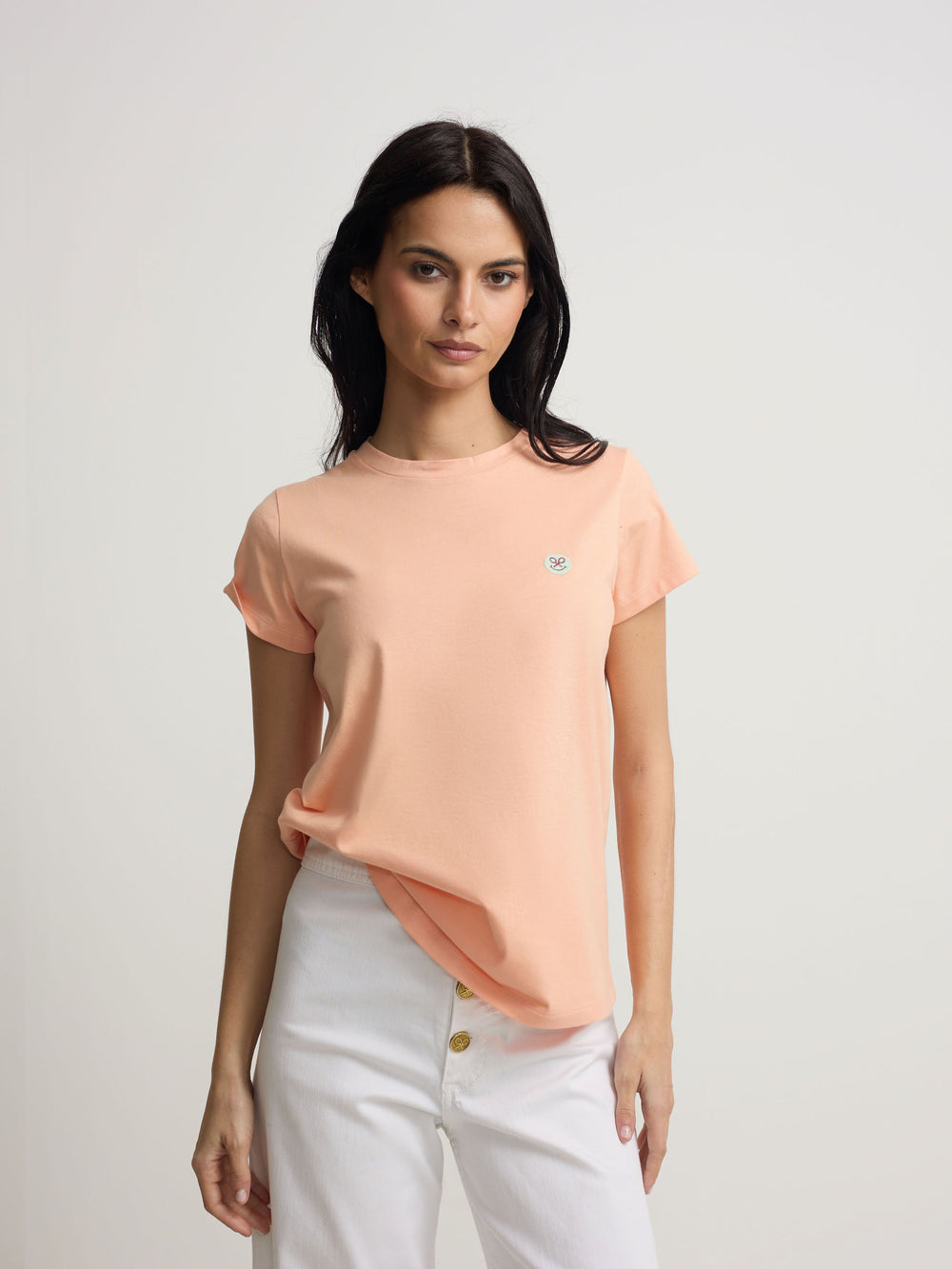 Woman Smile orange print t-shirt