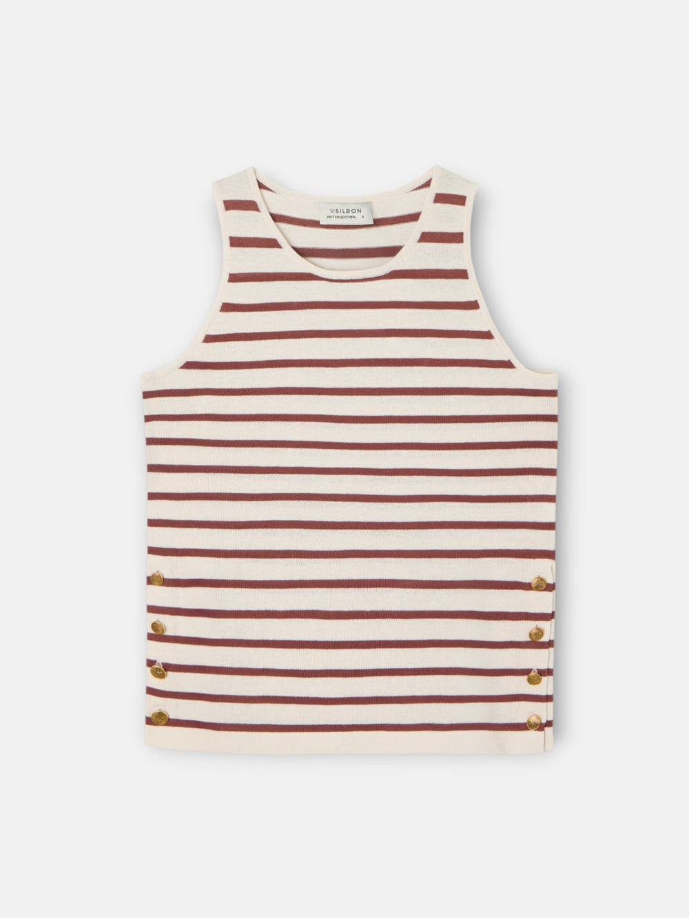 Camiseta punto rayas marrones