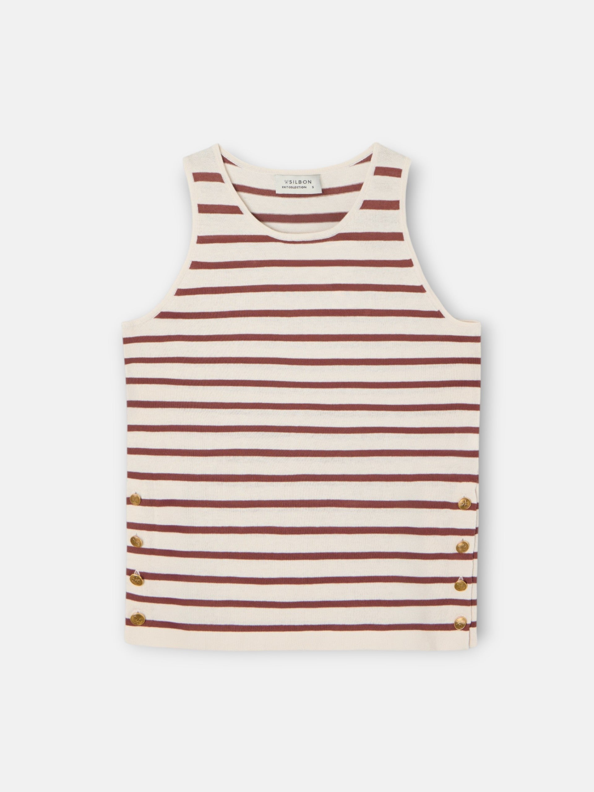 Camiseta punto rayas marrones