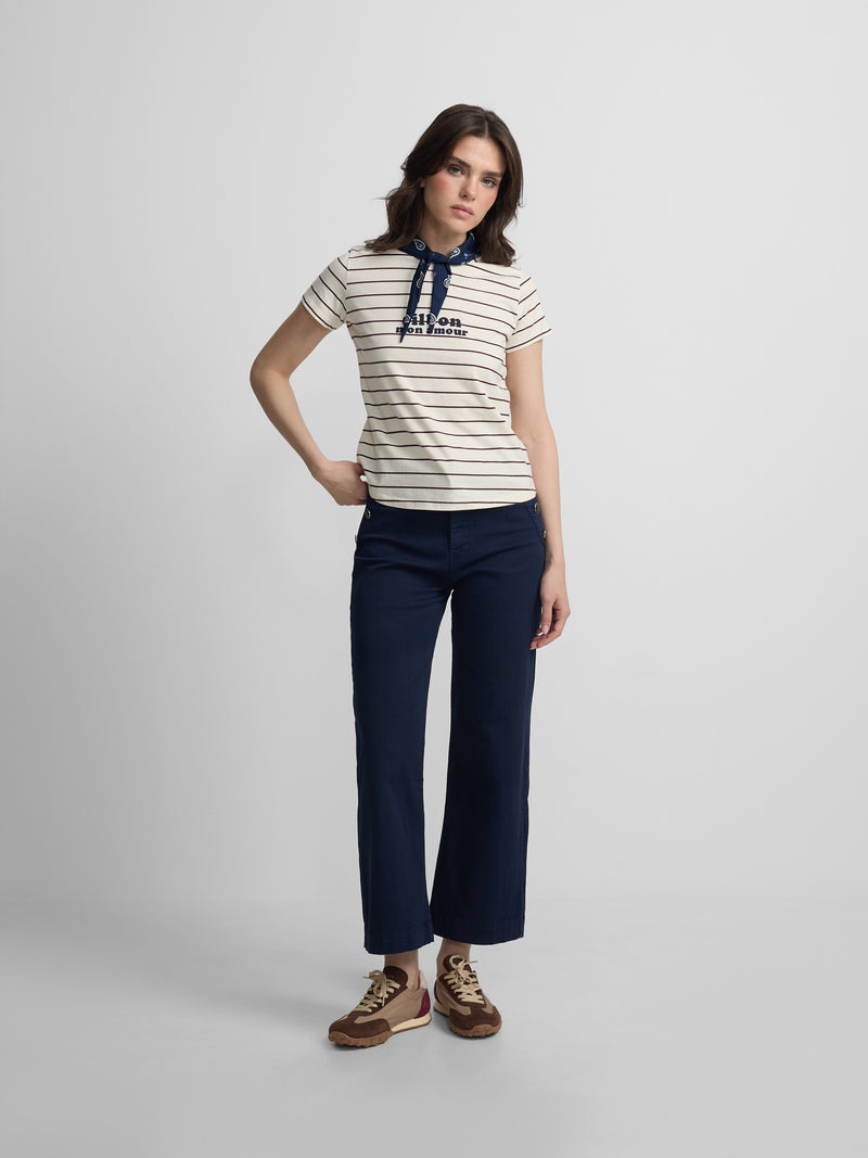 T-shirt mulher com aplique silbon bandana roxa