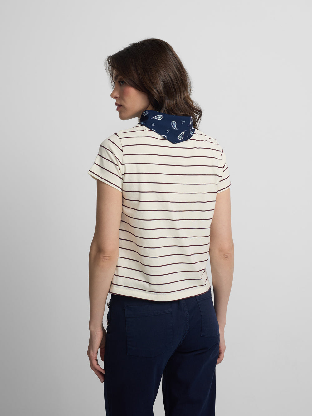 Camiseta woman aplique silbon bandana morada