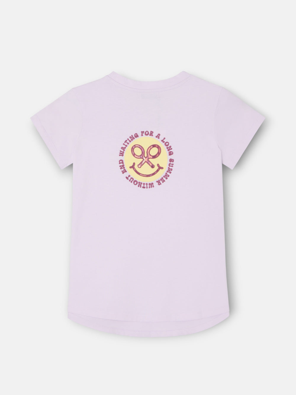 Woman smile t-shirt with purple print