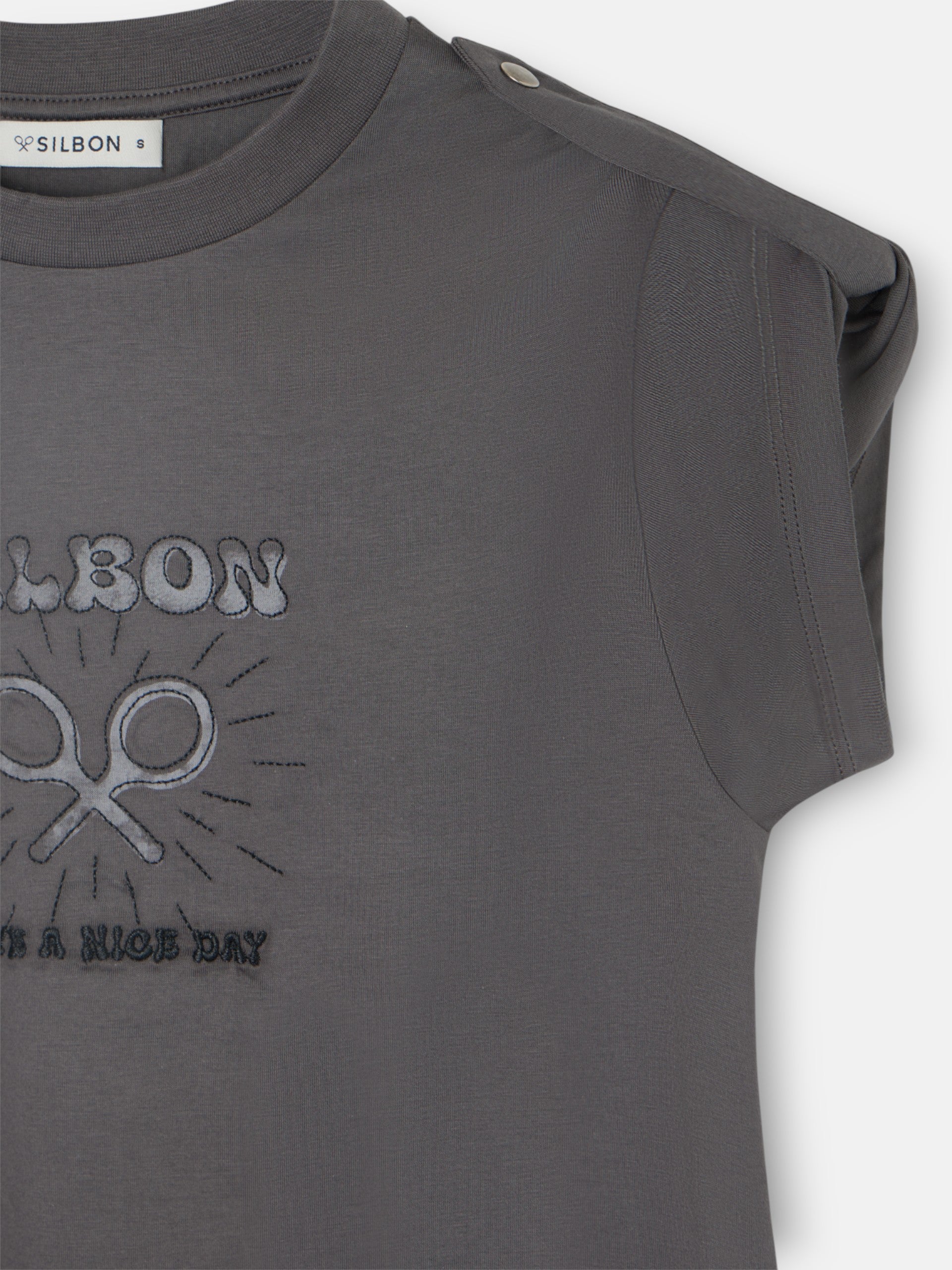 Woman roll out have a nice day black t-shirt