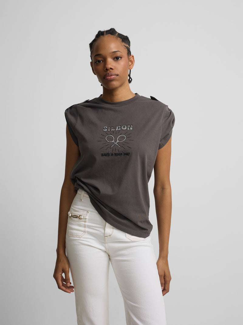 T-shirt mulher roll out have a nice day preta