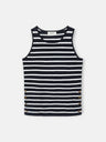 Navy and ecru striped knit t-shirt