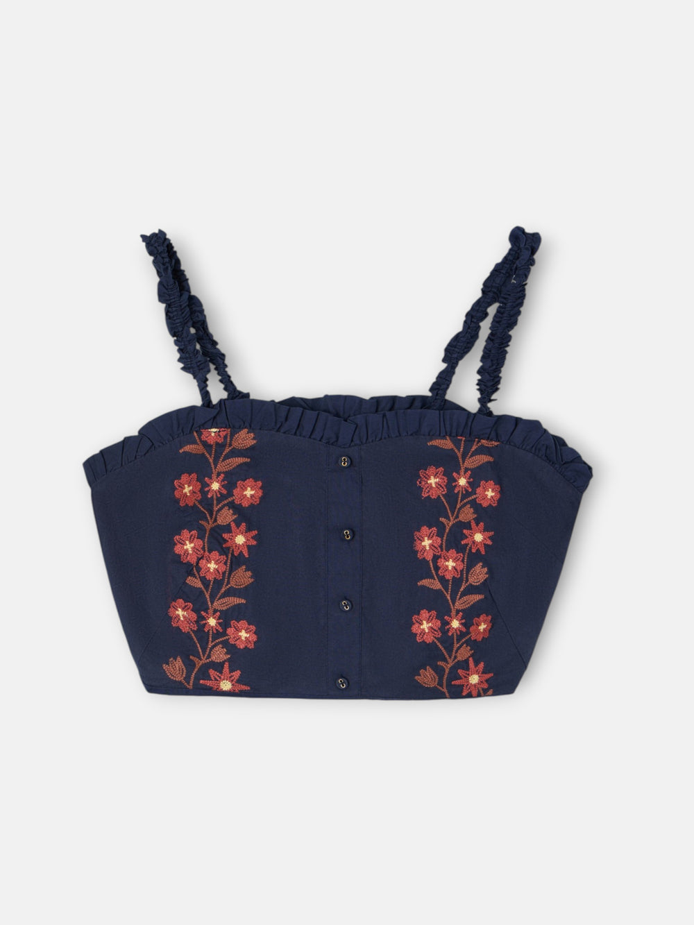 Top flores bordadas azul