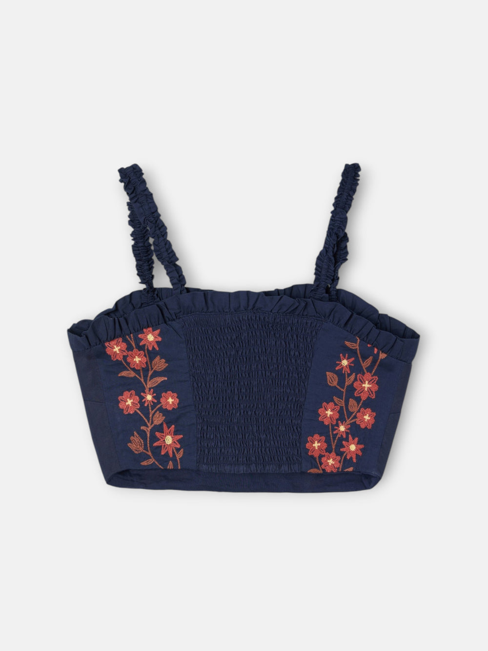 Top flores bordadas azul