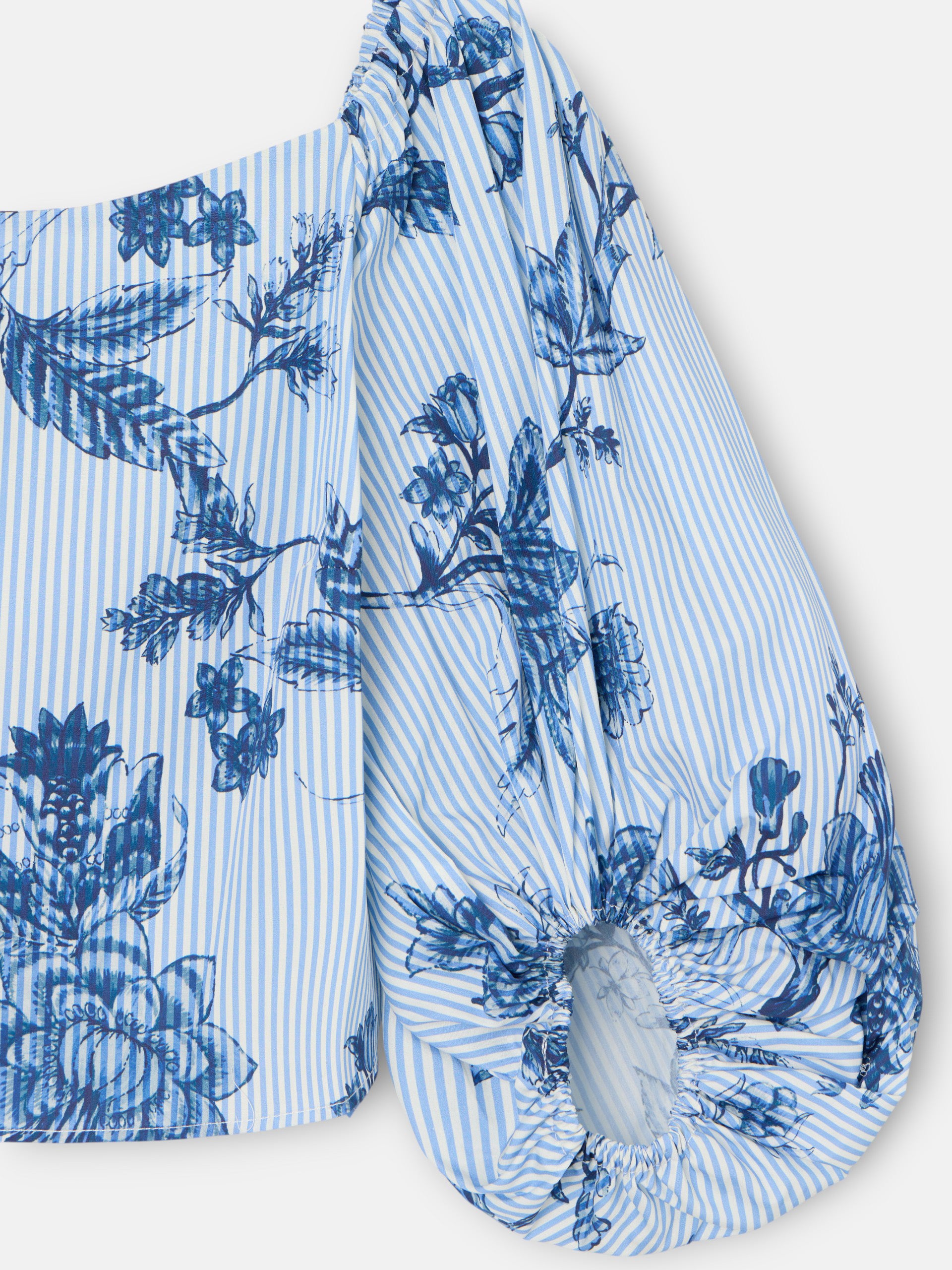 Top palavra de honra estampado riscas azul-claro