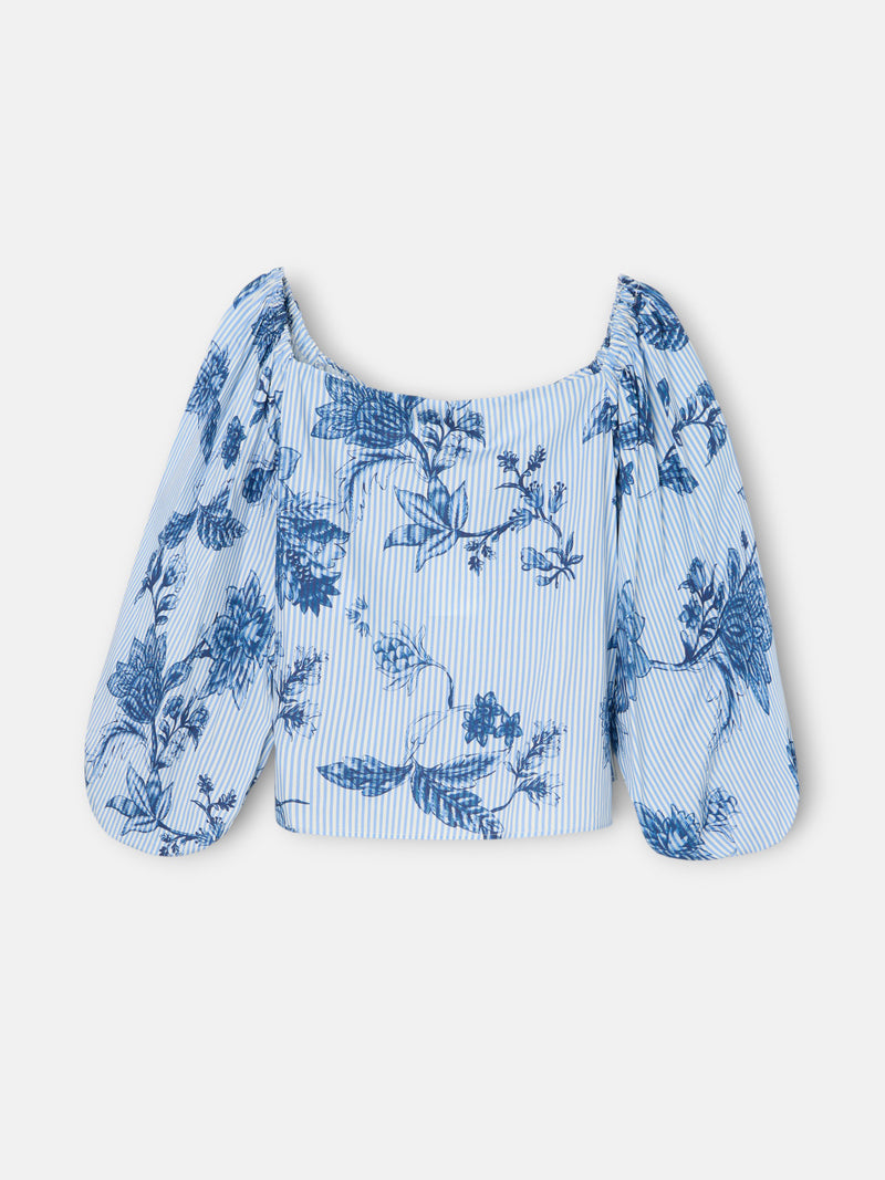 Striped sky blue bandeau top