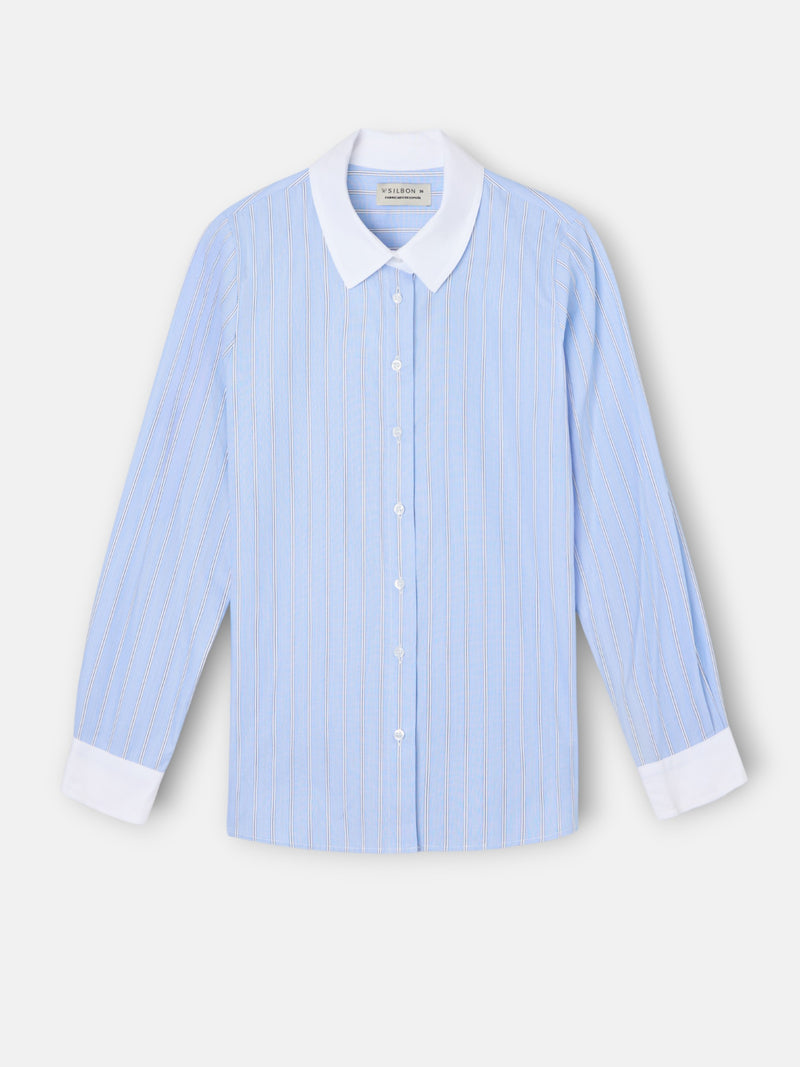 Chemise à rayures bleu ciel
