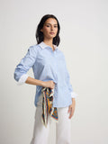 Camisa estrutura riscas azul-claro
