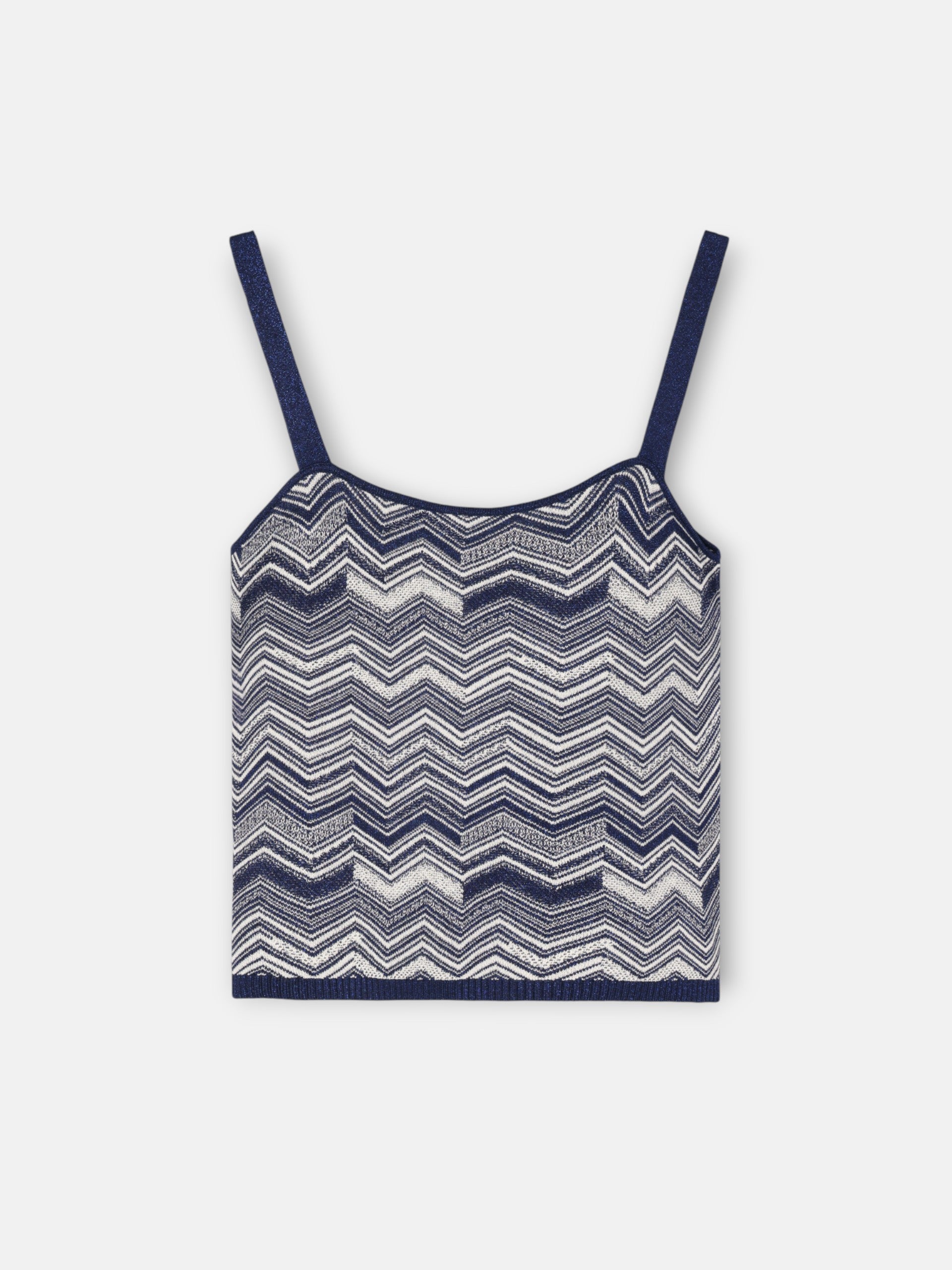 Haut en maille à chevrons bleu
