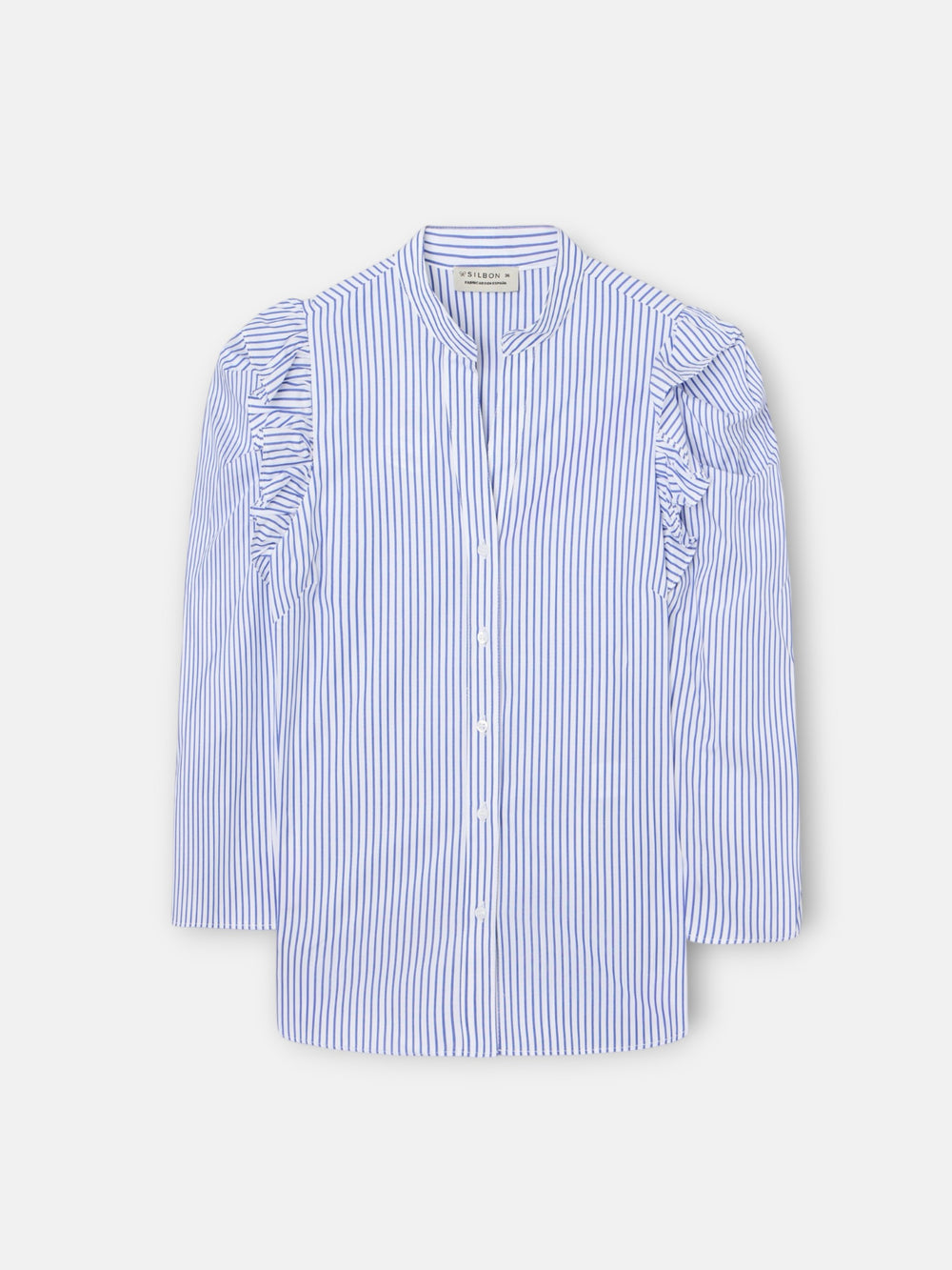 Camisa manga abullonada rayas azules y blancas