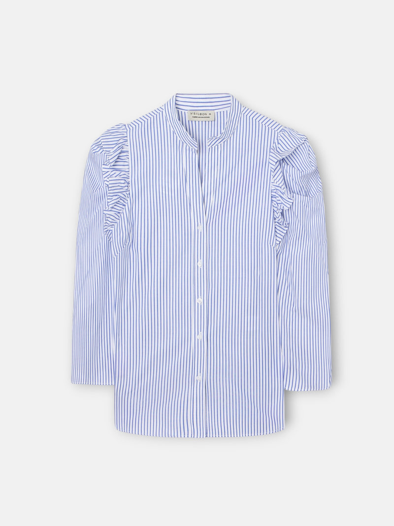 Camisa manga abullonada rayas azules y blancas