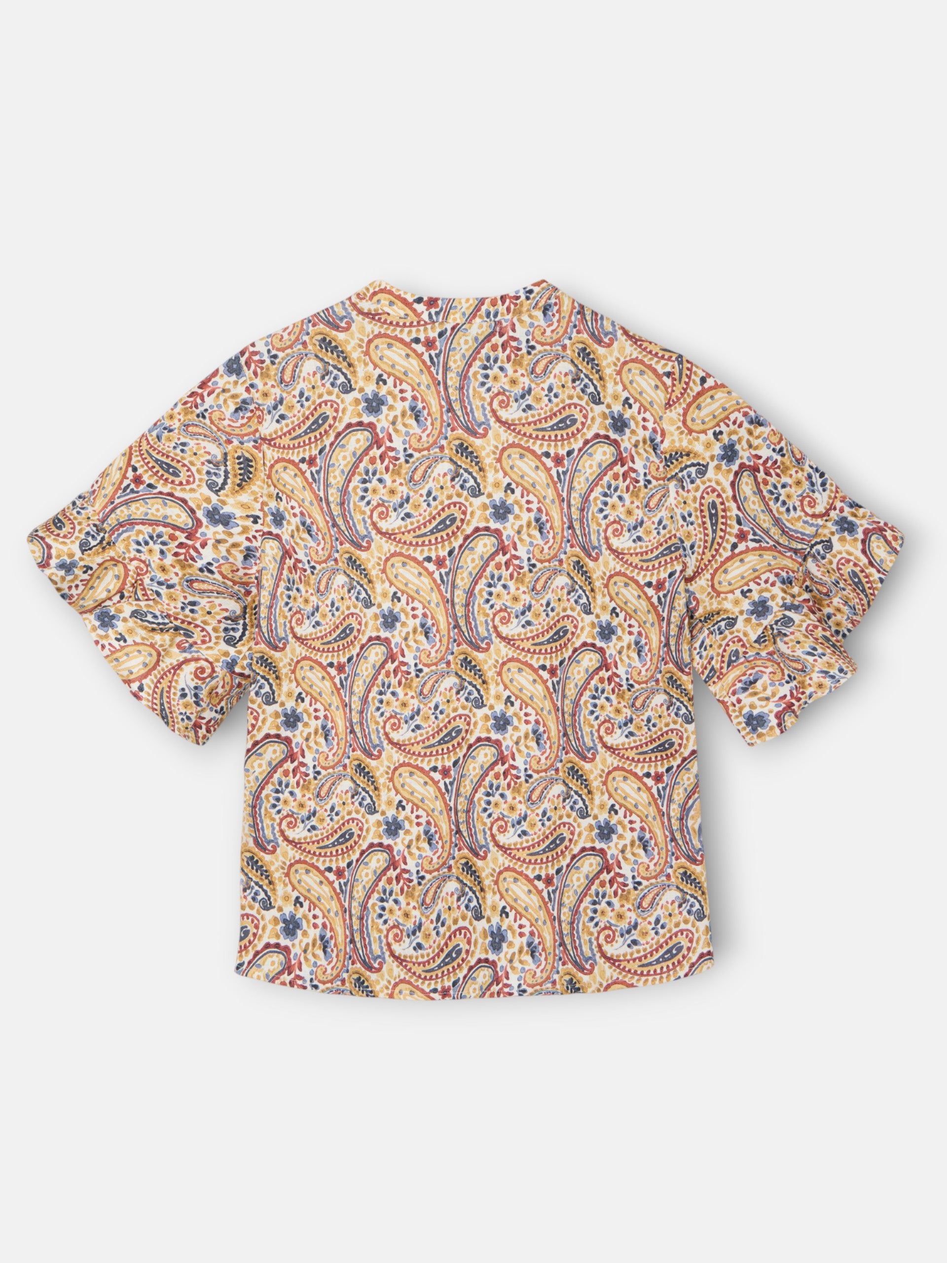 Blouse à manches volantées et imprimé orange