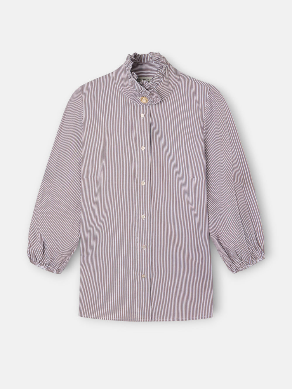 Camisa manga farol rayas marrones