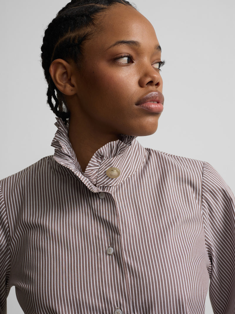 Camisa manga farol rayas marrones