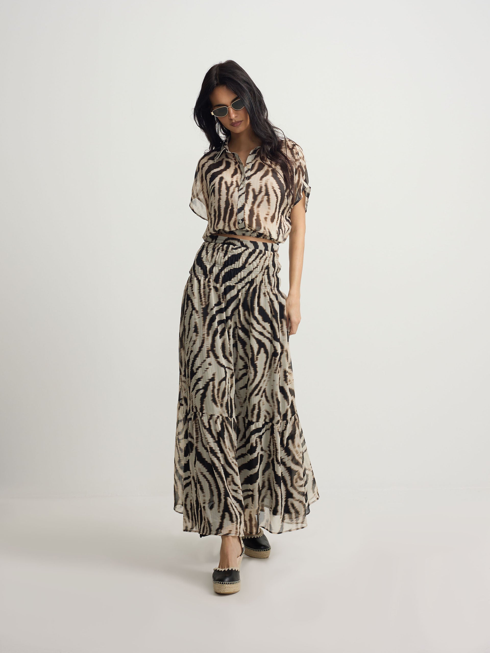 Black animal print blouse