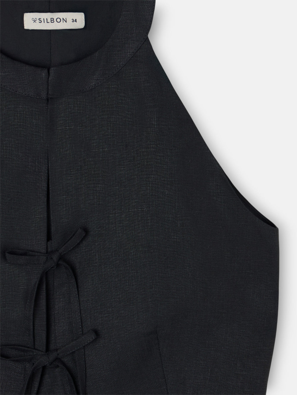 black linen vest with ties