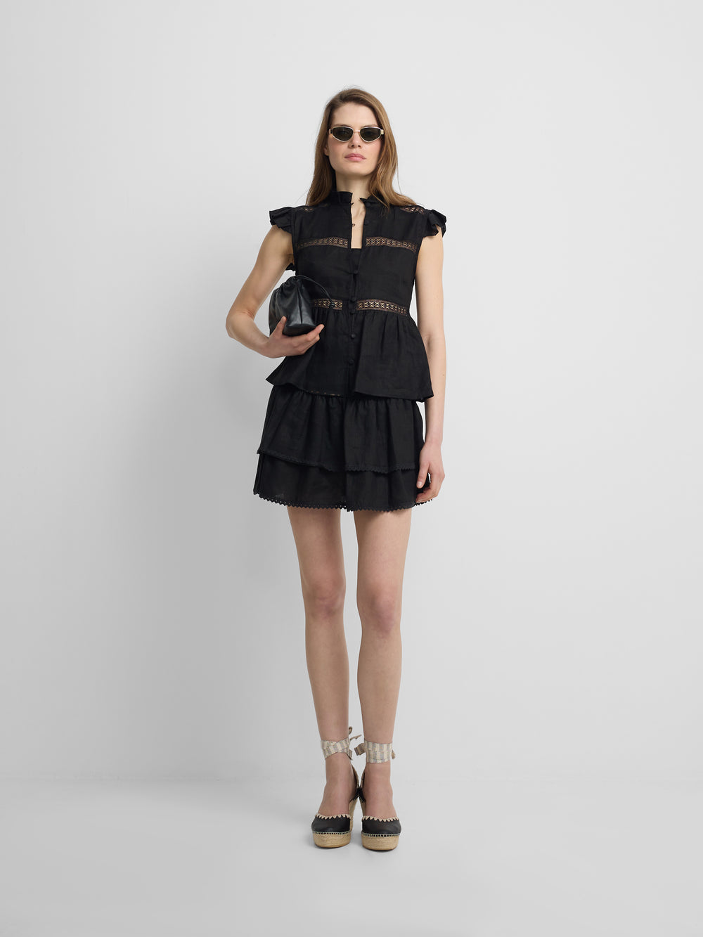 Falda mini lino negra